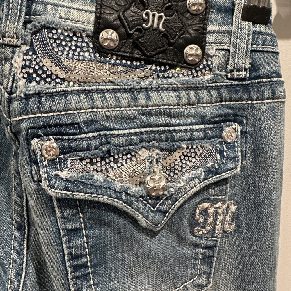 Miss Me Stylish Blue Distressed Women's Jeans - Picture 7 of 13